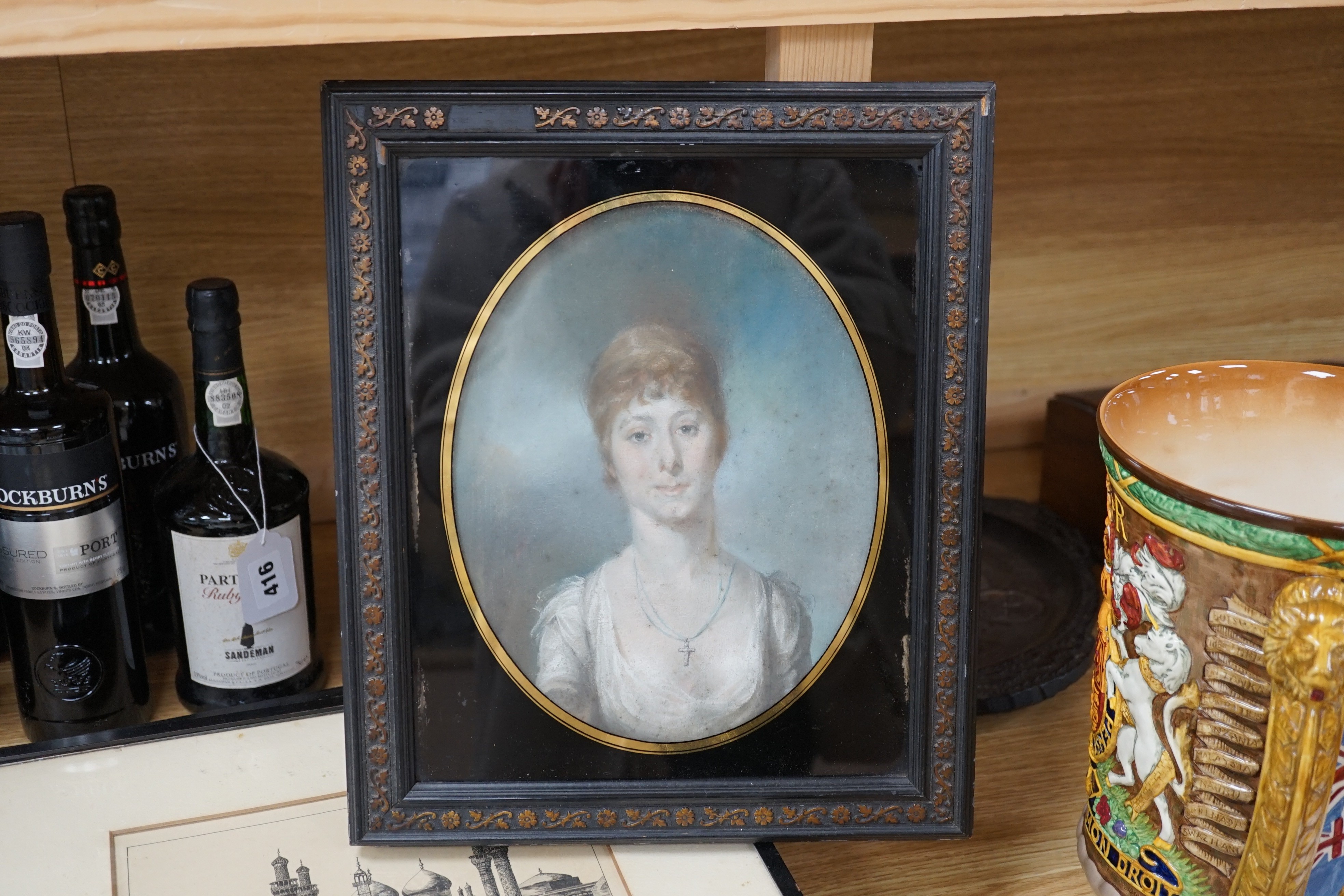 English School c.1820, pastel, Portrait of Madame James Smith of Tipperary, wife of Captain James Smith, Chevalier de la Legion D'honneur, oval, 25 x 19.5cm